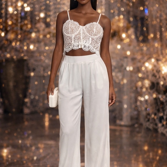 Blashe Pants - Blashe White Lace Cut-Out Jumpsuit – Size Small – NWT